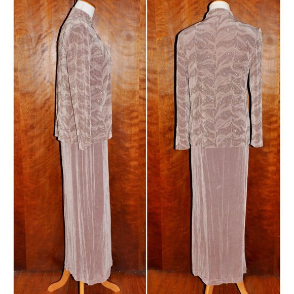 Vintage Jessica Howard Fawn Beaded Mother of the Bride Gown & Jacket Size 6 - Picture 8 of 9